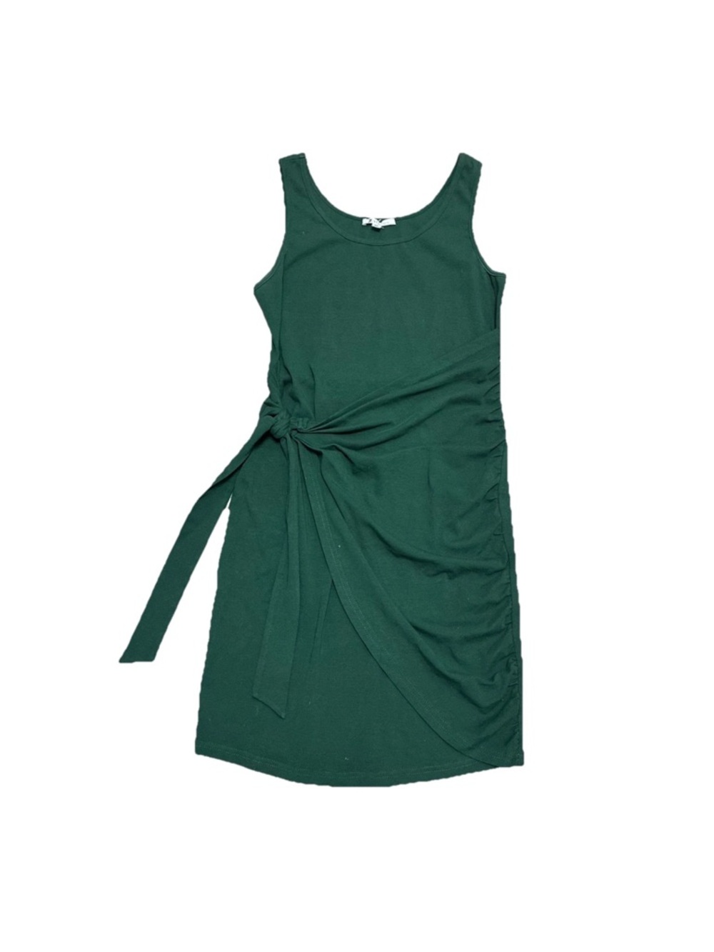 Zalerus Women’s Green Sleeveless Dress Ruched Side Tie Bodycon Stretch Mini M